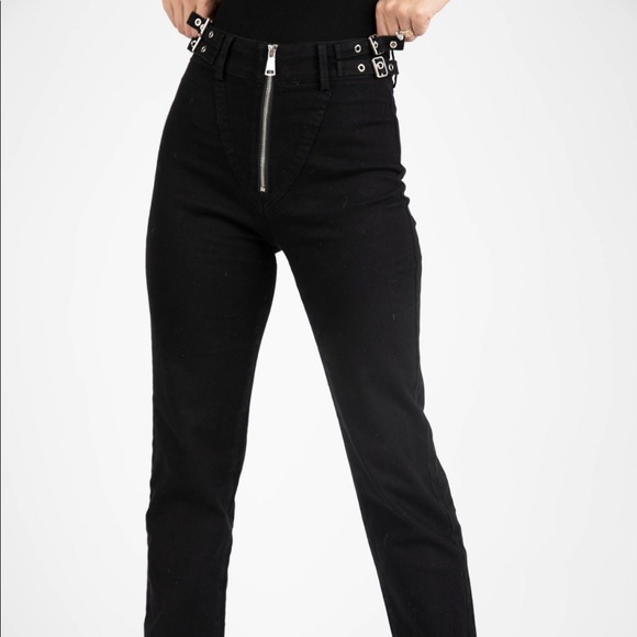 NWT Kittenish Black Bronx Buckle Straight Denim Jeans - Picture 4 of 7